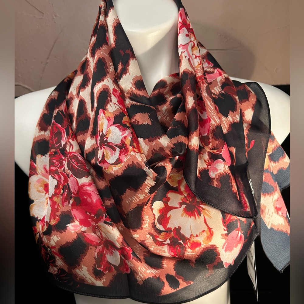 NEW! I.N.C. International Concepts Women's Printed Leopard Floral Square Scarf